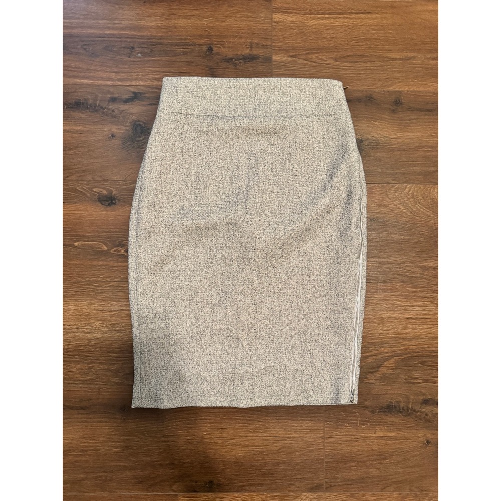 Express Womens Gray Textured High Rise Pencil Skirt Size 6 Side Zip Stretch